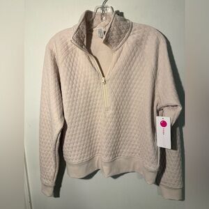 Yogalicious Diamond Quilted Cream Pullover